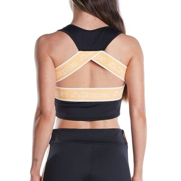 Kappa 331D22W Women's Sz S Black/Orange/White Logo Tape Erina Cropped Tank Top - Picture 6 of 6